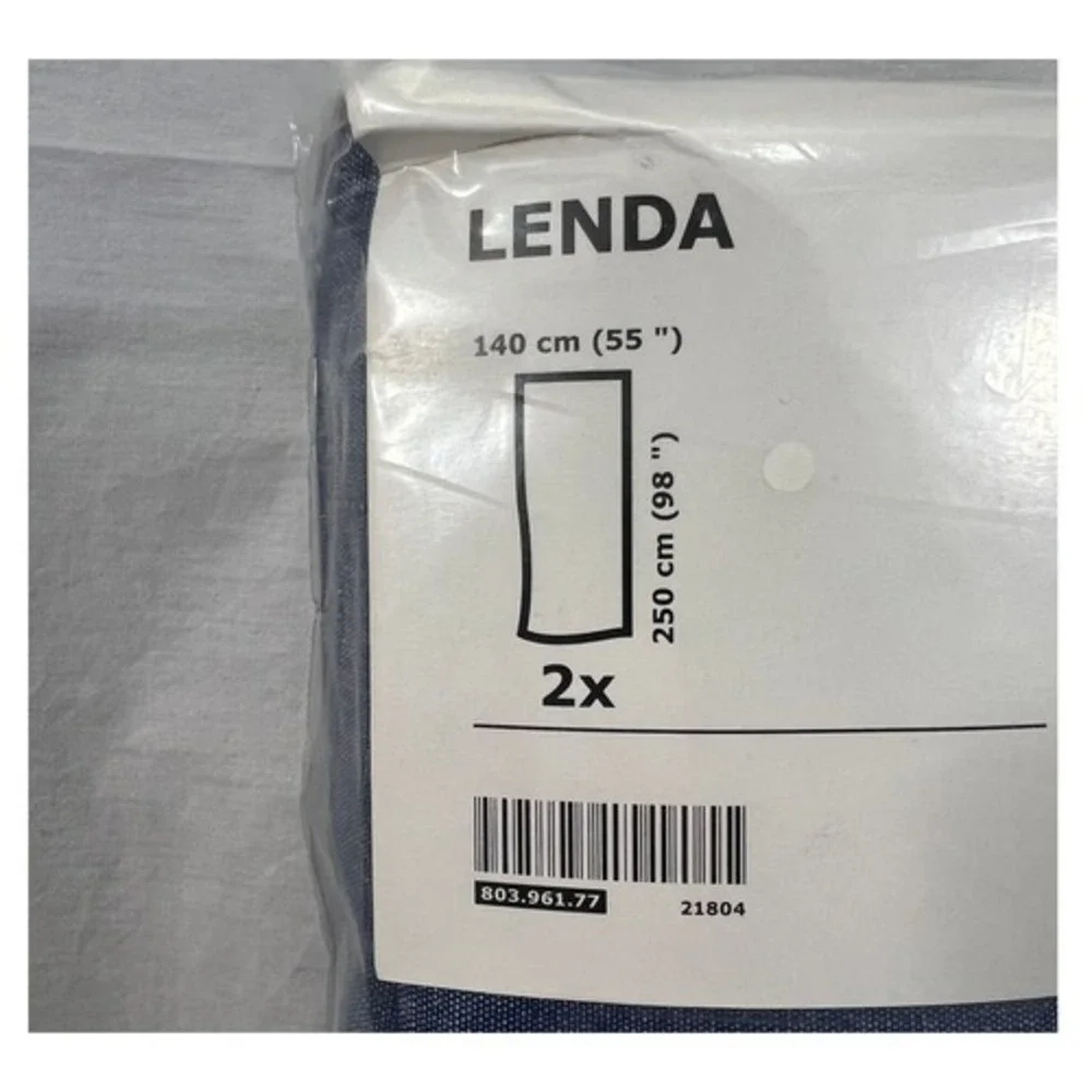 New Set Of 2 Ikea LENDA Curtain Panels BLUE Chambray Tab Top 55‎ x 98 803.961.77